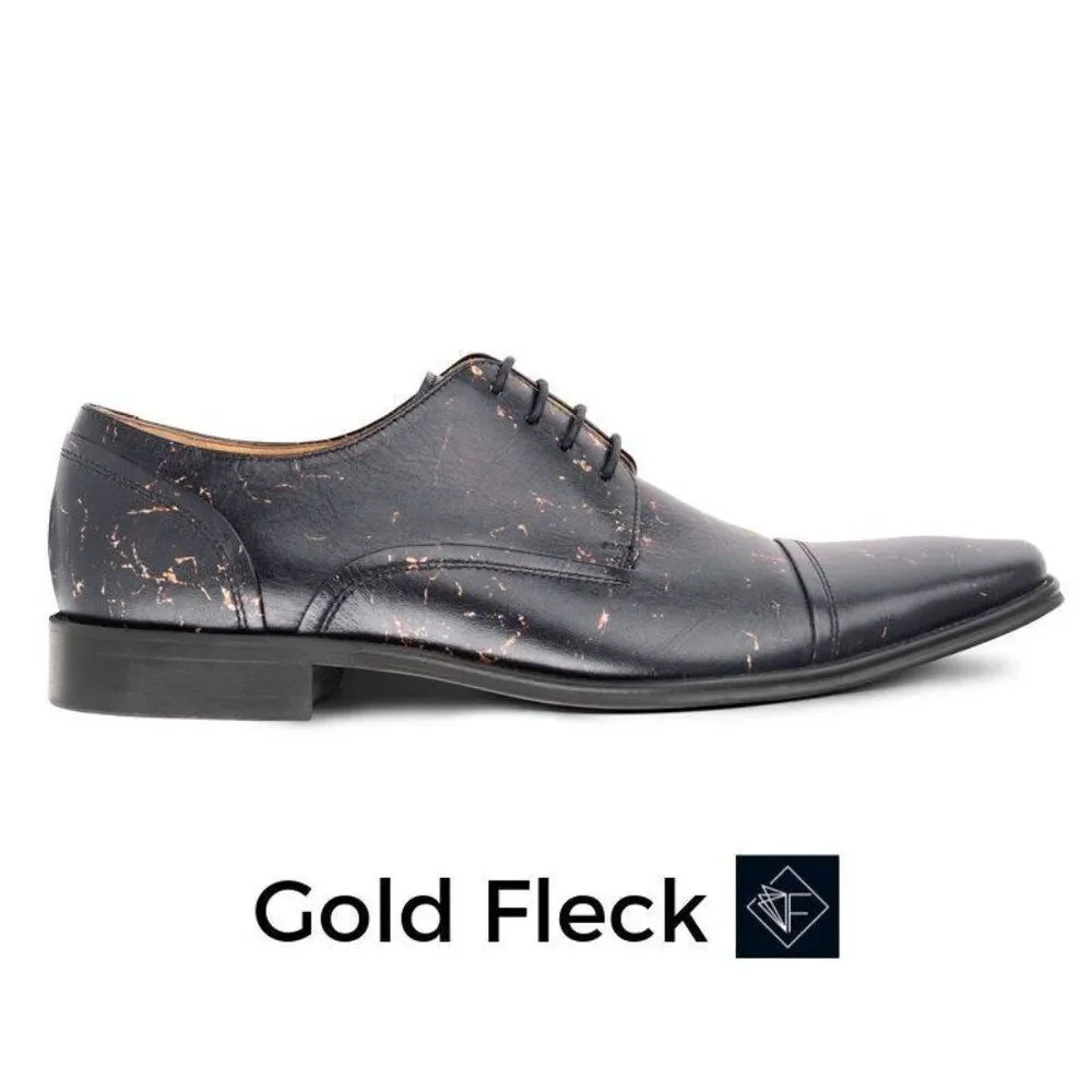 Thatcher Finch Men's Black Gold Flecked Luxury Formal‎ Dress Shoes Size 7